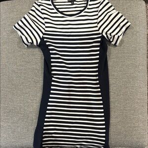 Topshop Navy and White Striped Short Sleeve Dress